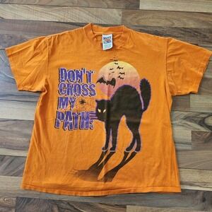VTG 90s Happy Halloween Graphic T-Shirt Single Stitch Size‎ Large